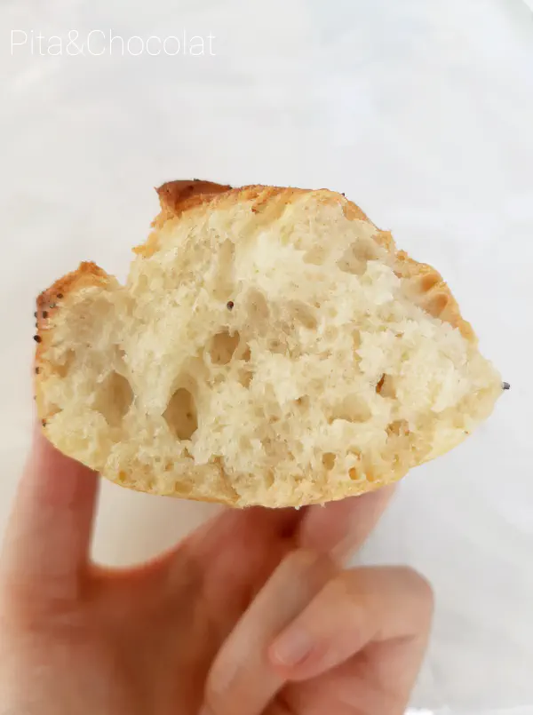 Homemade baguette crumb