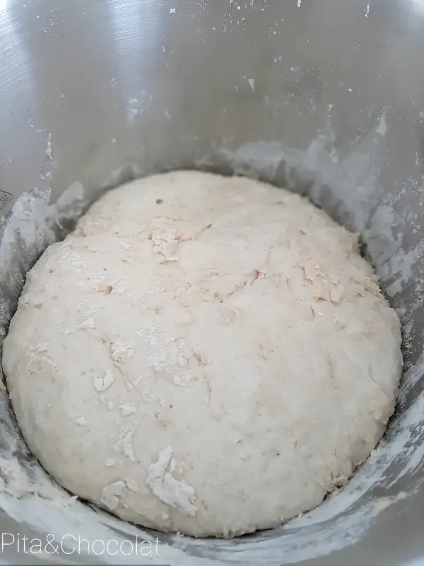 Homemade baguette dough in the oven