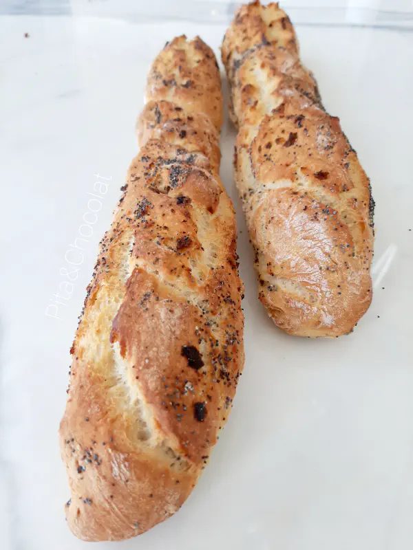 Homemade poppy seed baguette