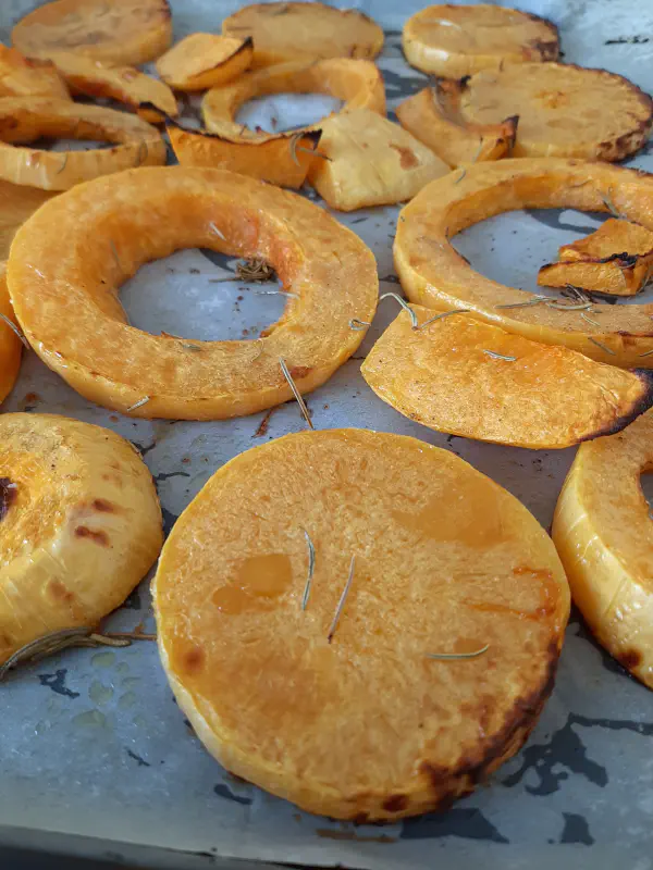 Roasted butternut squash after cooking