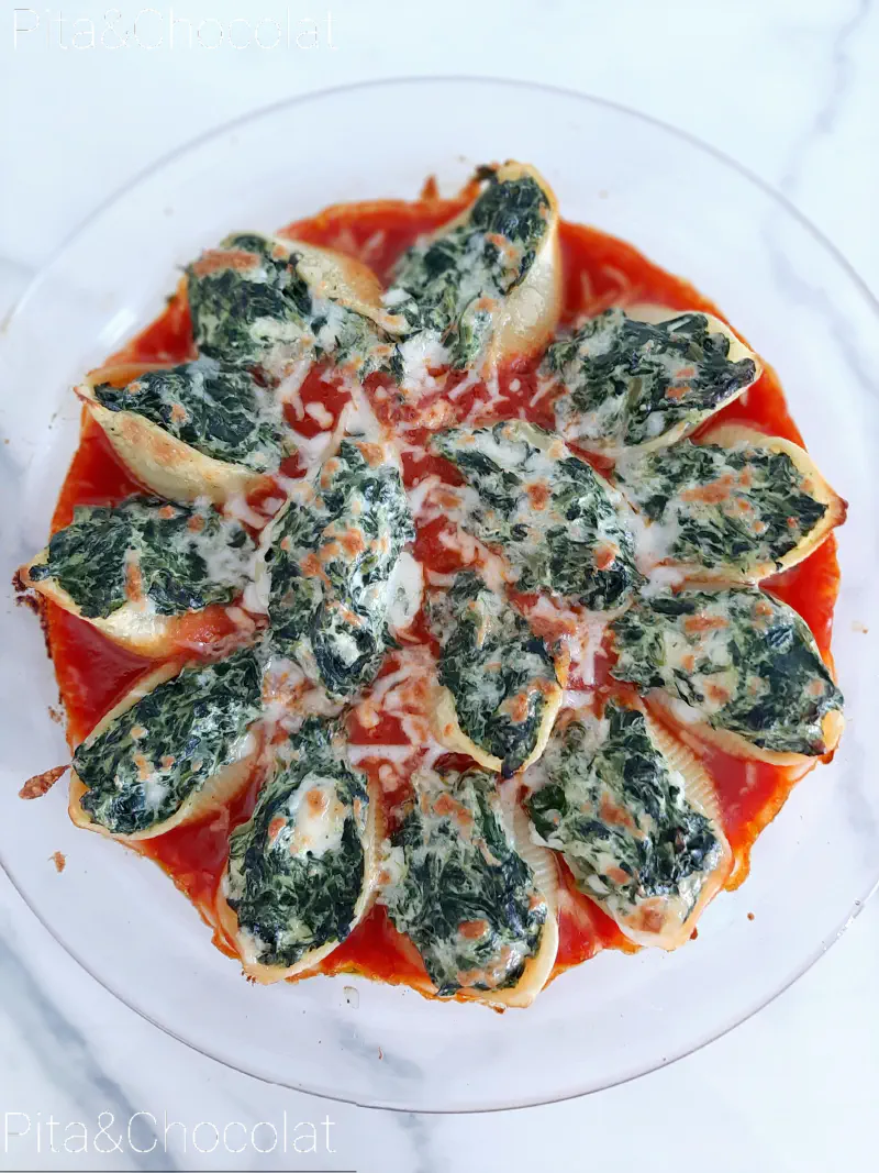 Ricotta Spinach Conchiglioni - Baked Stuffed Pasta Shells