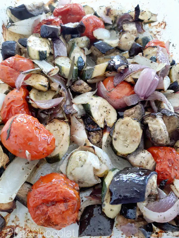 Roasted vegetables after cooking