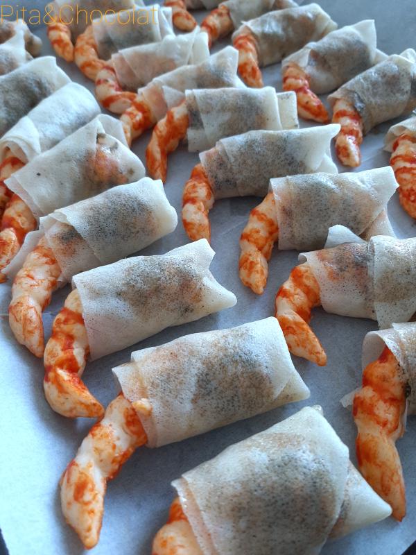 Crevettes croustillantes en feuille de brick