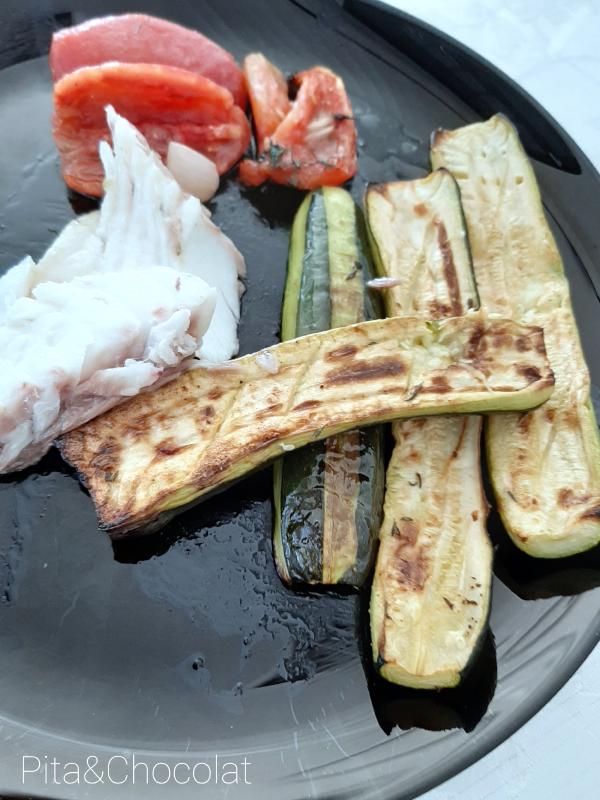 Roasted Zucchini with Sea Bream