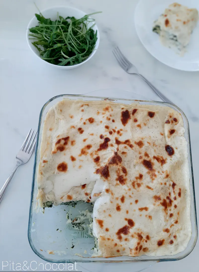 Baked Ricotta Spinach Lasagna with Béchamel