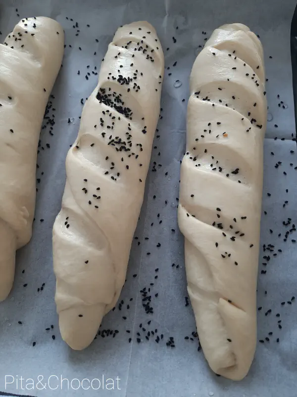 Homemade Italian bread in the oven - before baking