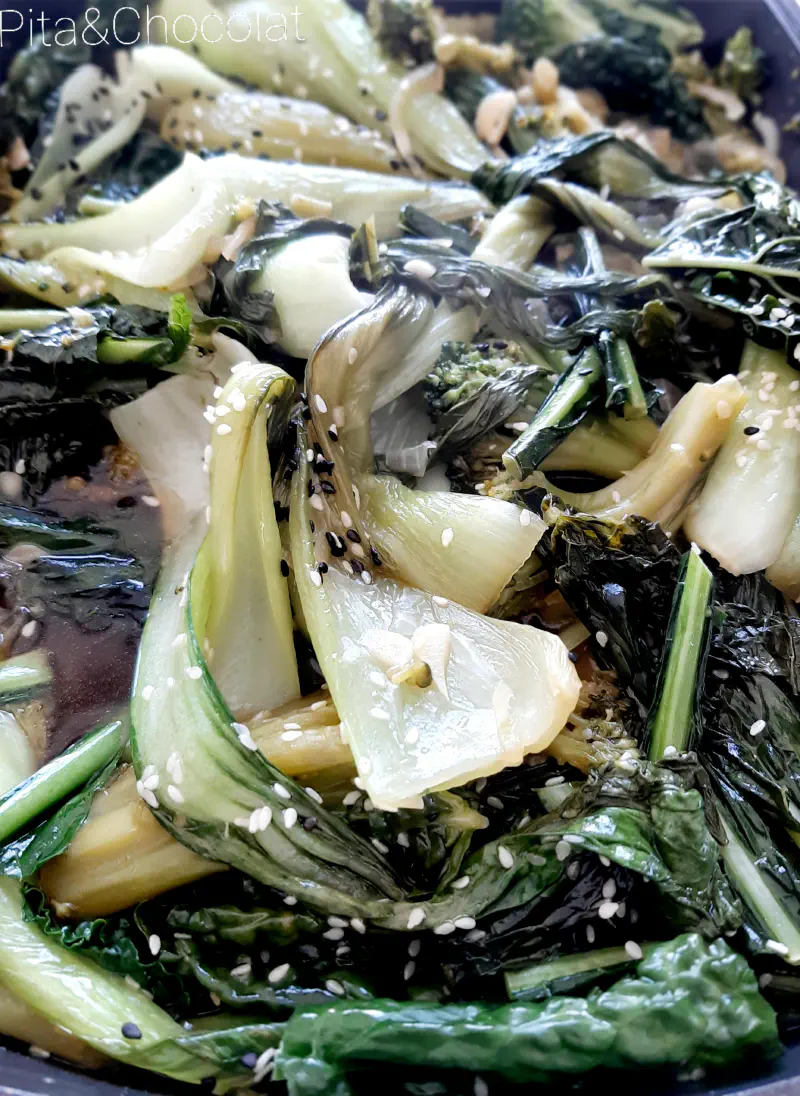 Stir-Fried Bok Choy, Kale and Broccoli