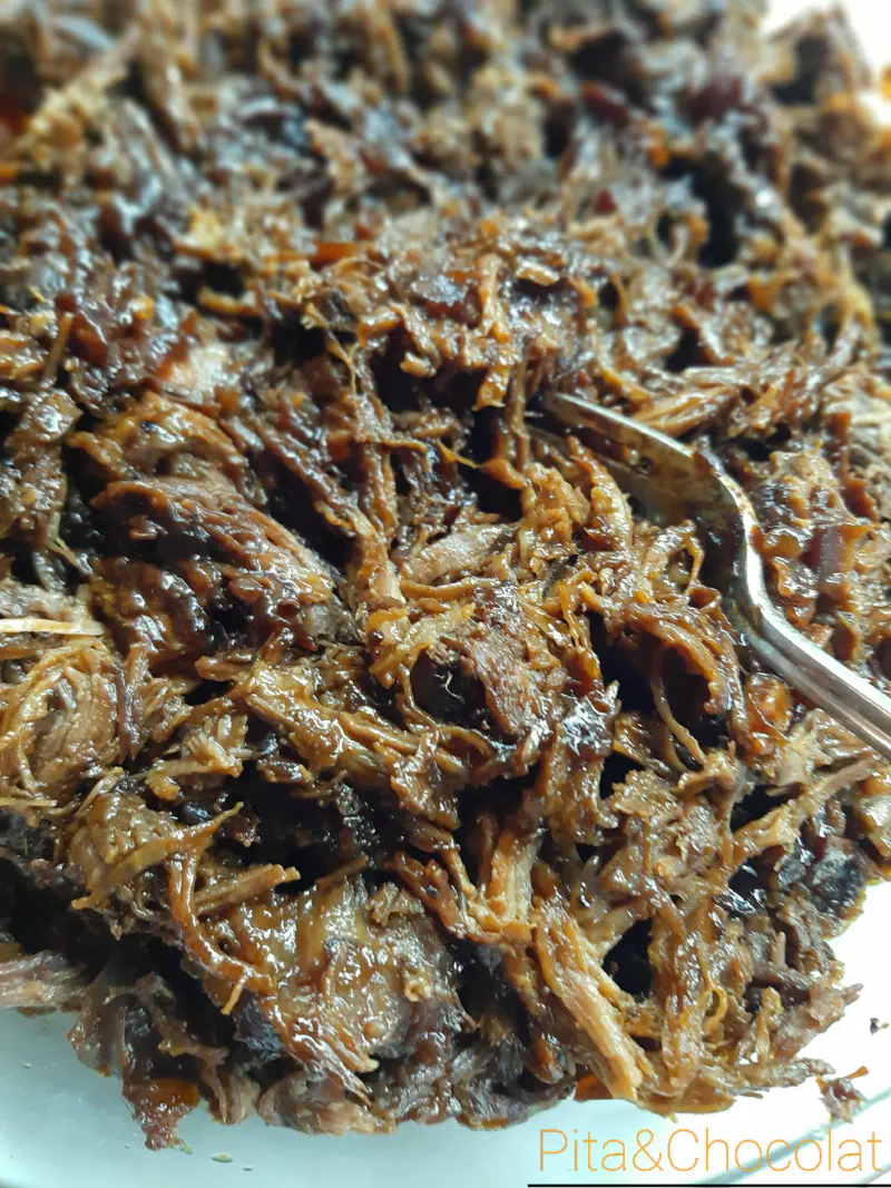 Effiloché de bœuf (pulled beef) sauce barbecue maison