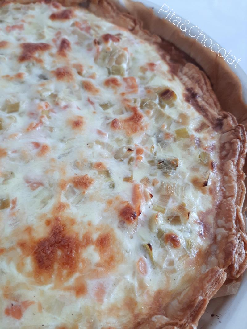 Quiche au saumon fumé et poireaux