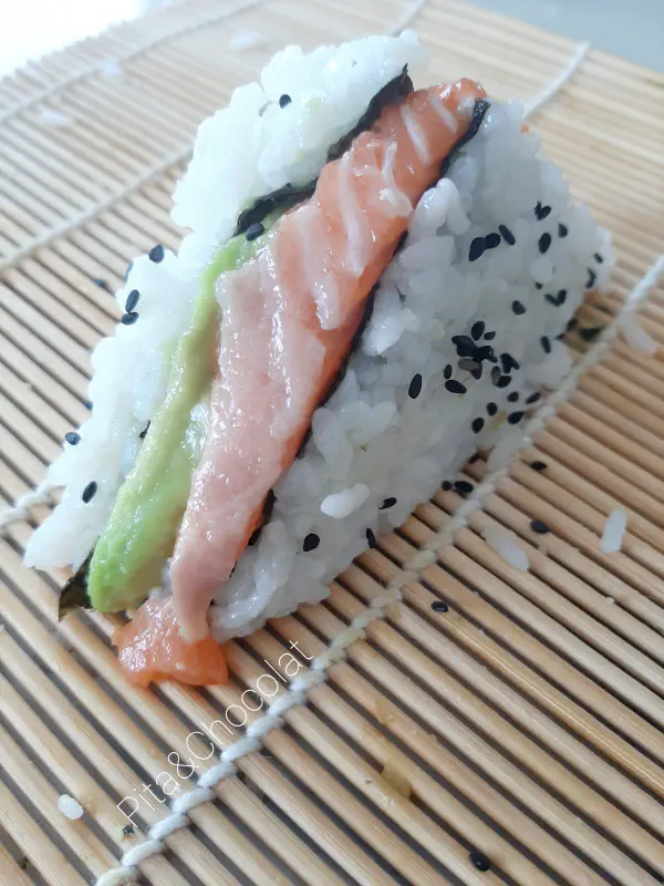 Salmon sushi sandwich