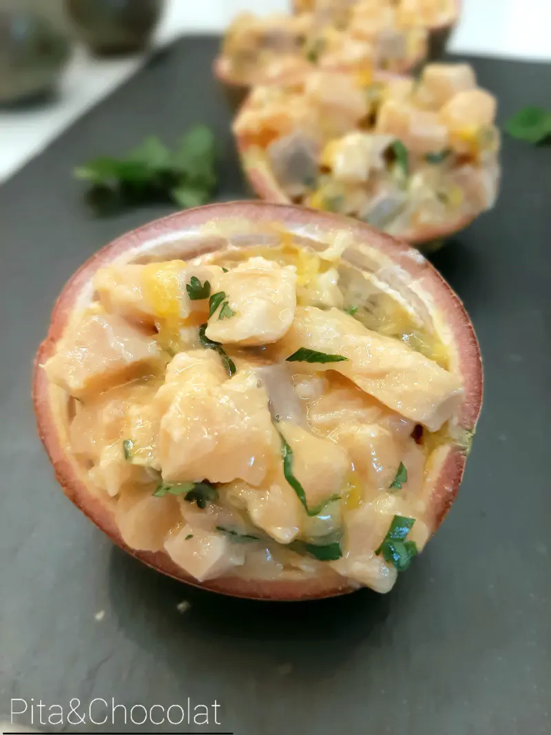 Tartare de saumon au fruit de la passion