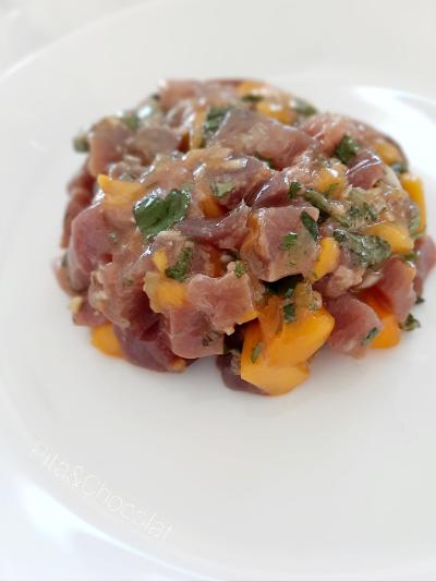 Tartare de thon à la mangue